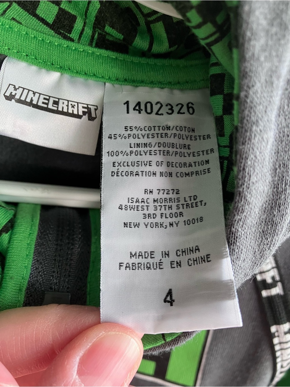 Minecraft hooded full zip sweater 4T - Picture 3 of 4
